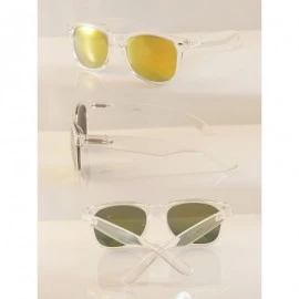 Square Eye-Candy Color Horn Rimmed Clear Frame Spring Hinge Sunglasses A083 A149 - (Mirrored) Yellow Rv - CW18CL2C973 $8.40