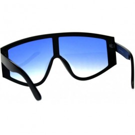 Goggle Super Oversized Goggle Style Sunglasses Arched Top Shield Fashion Shades - Black (Blue) - CA18CUE0TII $10.15