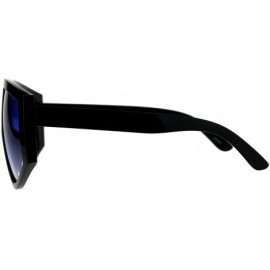 Goggle Super Oversized Goggle Style Sunglasses Arched Top Shield Fashion Shades - Black (Blue) - CA18CUE0TII $10.15