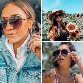 Aviator Oversized Flat Lens Fashion Designer Inspired Aviator Sunglasses - Black Frame/Gradient Black Lens - CP184XM4MQ0 $17.29