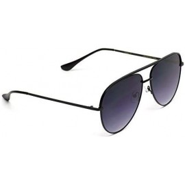 Aviator Oversized Flat Lens Fashion Designer Inspired Aviator Sunglasses - Black Frame/Gradient Black Lens - CP184XM4MQ0 $17.29