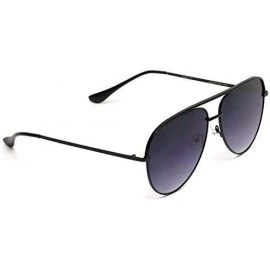 Aviator Oversized Flat Lens Fashion Designer Inspired Aviator Sunglasses - Black Frame/Gradient Black Lens - CP184XM4MQ0 $17.29