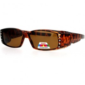 Rectangular Womens Rhinestone Rectangular Polarized Fit Over Glasses Sunglasses - Tortoise Brown - C112F5TPVKV $10.27