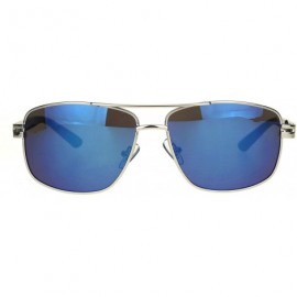 Square Mens Sunglasses Pilot Navigator Square Aviator Fashion Shades UV 400 - Silver (Blue Mirror) - CU18T324XW0 $9.05