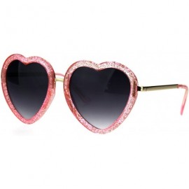 Round Womens Retro Valentine Love Glitter Plastic Heart Sunglasses - Pink - CS185R6QRS4 $7.46