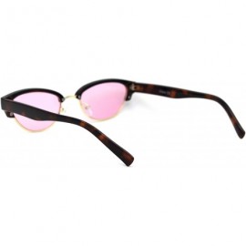 Oval Womens Narrow Oval Half Rim Hipster DJ Sunglasses - Gold Tortoise Pink - CI1950XZ8XG $11.52