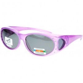 Oval Womens Rhinestone Polarized Oval Lens Fit Over Sunglasses - Purple - CP11QLSEDKF $9.70