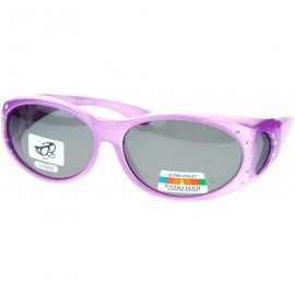 Oval Womens Rhinestone Polarized Oval Lens Fit Over Sunglasses - Purple - CP11QLSEDKF $9.70