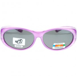 Oval Womens Rhinestone Polarized Oval Lens Fit Over Sunglasses - Purple - CP11QLSEDKF $9.70