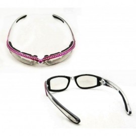 Goggle Motorcycle Day Night Transition Glasses for Women. Chrome and Pink frame with rhinestones - CQ12EM1KM43 $36.22