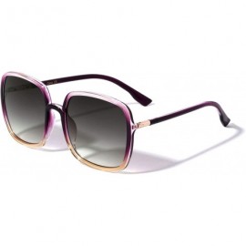 Square Dublin Round Square Thin Frame Designer Sunglasses - Purple - CW1960QHG2Y $11.44