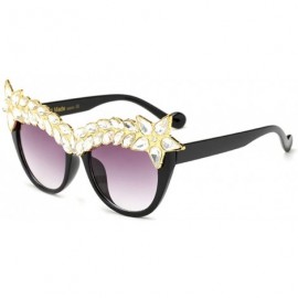 Oversized Womens Luxury Diamond Decorated Sunglasses UV400 Retro Eyeglasses - Style 02 - C318GUEQ960 $11.15