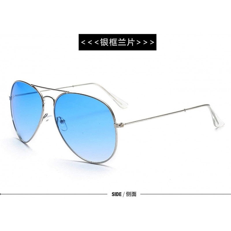 Goggle Sunglasses colorful two-color Sunglasses dazzling ocean film sunglasses sunglasses - Silver Frame Blue Slice - C718AA2...