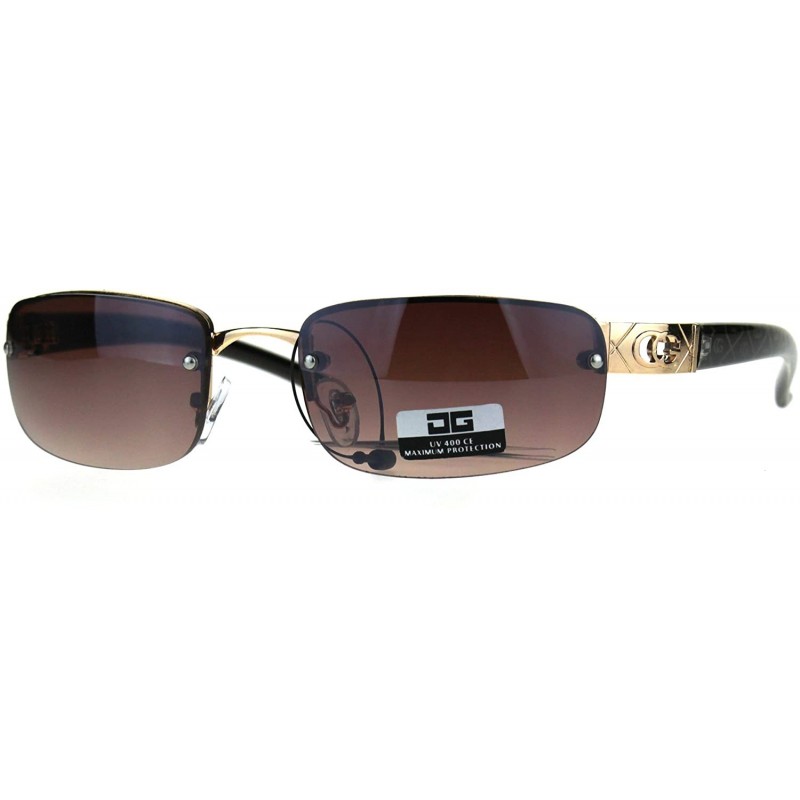 Rectangular Womens Sunglasses Rimless Fashion Rectangular Designer Style UV 400 - Gold Brown - CY189KT8RIU $12.98