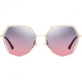 Square Retro Vintage Polygon Sunglasses for Women Metal Frame Shades - Gold Frame Grey Pink Lens - CI18TDKCA5E $14.11