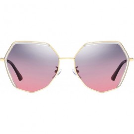 Square Retro Vintage Polygon Sunglasses for Women Metal Frame Shades - Gold Frame Grey Pink Lens - CI18TDKCA5E $14.11