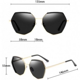 Square Retro Vintage Polygon Sunglasses for Women Metal Frame Shades - Gold Frame Grey Pink Lens - CI18TDKCA5E $14.11