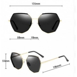 Square Retro Vintage Polygon Sunglasses for Women Metal Frame Shades - Gold Frame Grey Pink Lens - CI18TDKCA5E $14.11