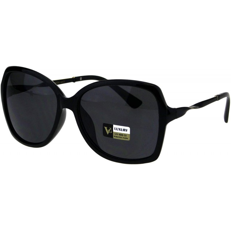 Square Womens Designer Style Sunglasses Square Frame Twisted Temple UV 400 - Black (Black) - C618KR0U4LE $11.38