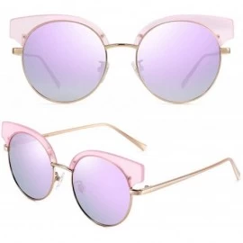 Semi-rimless Retro Polarized Sunglasses Semi Rimless Women Cateye Eyewear PZ9907 - Purple - C318L7LUCTU $19.02