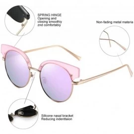 Semi-rimless Retro Polarized Sunglasses Semi Rimless Women Cateye Eyewear PZ9907 - Purple - C318L7LUCTU $19.02