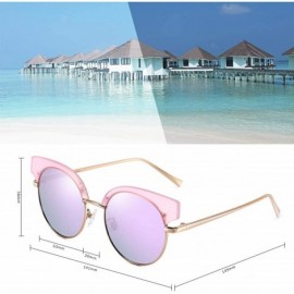 Semi-rimless Retro Polarized Sunglasses Semi Rimless Women Cateye Eyewear PZ9907 - Purple - C318L7LUCTU $19.02