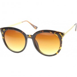 Wayfarer Modern Metal Temple Tinted Lens Oversize Round Horn Rimmed Sunglasses 55mm - Tortoise-gold / Amber - C712H0L9KUT $11.94