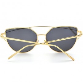 Cat Eye Cat Eye Mirrored Lenses Metal Frame Sunglasses for Women Men - Gold Frame/Silver Lens - C1189ISWWL6 $12.01