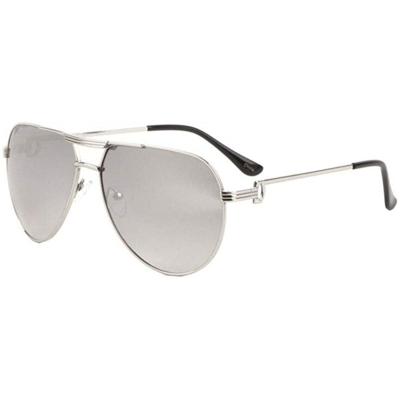 Aviator Round Lens Three Line Top Bar Sectioned Temple Aviator Sunglasses - Grey - CE197S854I8 $12.47