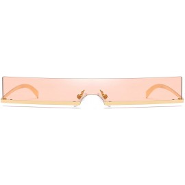 Rimless Trendy Tiny Rimless Rectangle Sunglasses Slim Rectangular - Champagne - CM199MQ72ZH $13.26