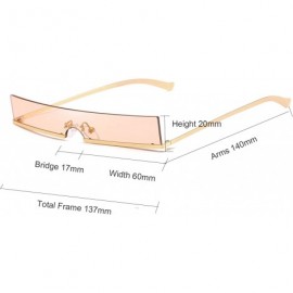 Rimless Trendy Tiny Rimless Rectangle Sunglasses Slim Rectangular - Champagne - CM199MQ72ZH $13.26