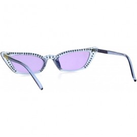 Cat Eye Womens Rhinestone Icedout Narrow Goth Cat Eye Plastic Sunglasses - Blue Purple - CQ18HITEMA4 $13.27