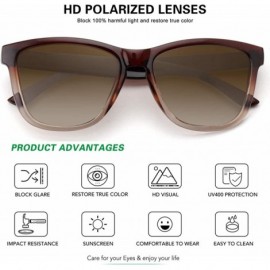 Square Polarized Sunglasses for Women Men Classic Retro Designer Style - Ombre Brown Frame / Gradient Brown Lens - C9192R4NXH...