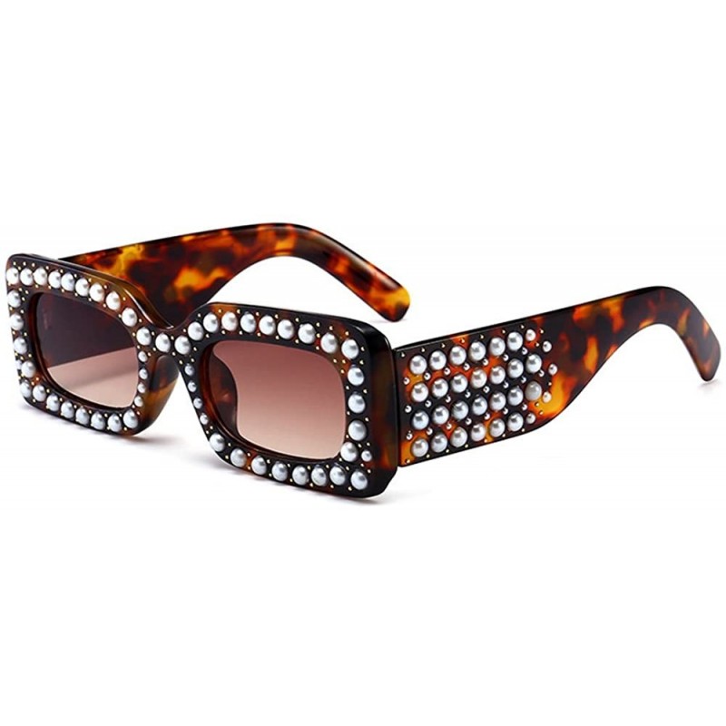 Oversized 2018 Hot Sale Oversized Diamond Womens Square Luxury Brand Designer Eyewear UV400 - Leopard - CE189MOLXD6 $12.27