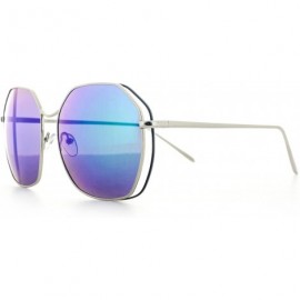 Shield Double Wired Geo Frame Aviator Sunglasses UV400 - Green - CX12E3FU0R7 $7.88