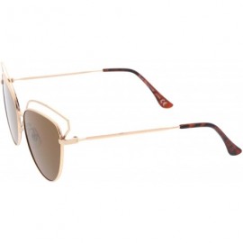 Oversized Women's Open Metal Frame Slim Temple Oversize Cat Eye Sunglasses 58mm - Gold / Brown - CZ12O7QA56X $8.27