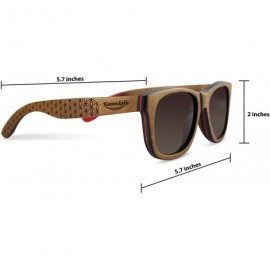 Square Handmade Maple Wood Sunglasses - Polarized UV400 Lenses in a Wooden Wayfarer that Floats! - CF12NU28JO0 $46.30