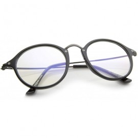 Round Classic Retro Lightweight Frame Metal Temple Clear Lens Round Glasses 47mm - Black-silver / Clear - CC12J347XZZ $12.94