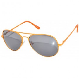 Aviator Full Mirror Lens Colored Metal Frame with Spring Hinge - Orange_smoke_lens - CC121JE4JFJ $7.71