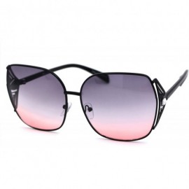 Butterfly Womens Oversize Metal Rim Butterfly Large Rhinestone Jewel Sunglasses - Black Purple Pink - CU197M2HL62 $10.63