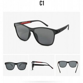 Square One Piece Lens Sunglasses Men's Fashion Polarizer Cycling Driving Sunglasses - Red Black C1 - CF1904UWAUC $20.85