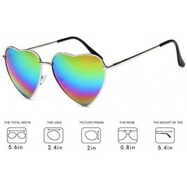 Aviator Heart Shape Sunglasses Fashion Aviator Tinted Lens Eyeglasses Metal Frame Eyewear - Multicoloured - C418S9URW8Q $14.26