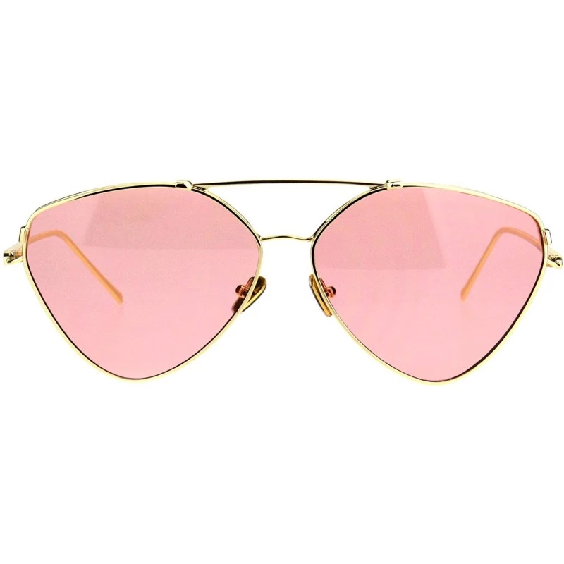 Aviator Womens Retro Unique Triangle Trendy Pilots Metal Rim Sunglasses - Gold Pink - C318K3XMSSM $15.42