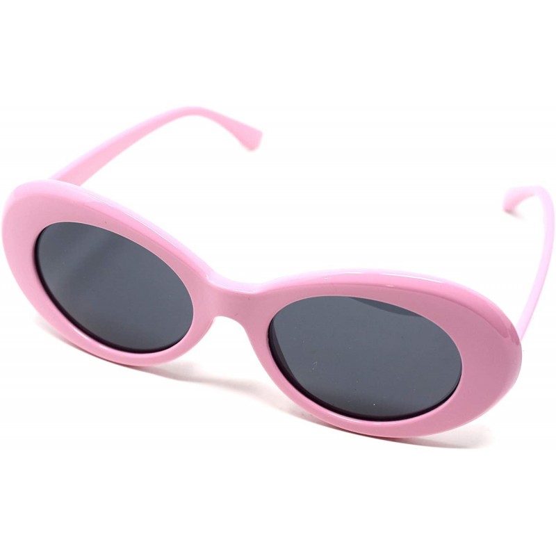 Oval Oval Sunglasses - 60s Retro Style Shades - - Pink - C1195Y36IYZ $12.96