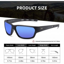 Sport Polarized Sports Running Baseball Cycling TR90 Superlight Frame Sunglasses for Men 6201 - Black Frame Blue Lens - CU18W...