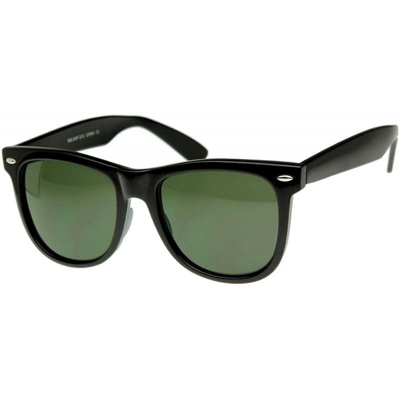 Wayfarer Large Classic Color Horn Rimmed Bright Retro Style Sunglasses (Black) - CU116Q2HGRN $10.31