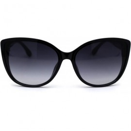 Cat Eye Womens Oversize Cat Eye Jewel Hinge Plastic Sunglasses - Black Gold Smoke - CO197LYWZ95 $9.05