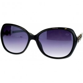 Oversized Large Rhinestone Jewel Temple Oversized Elegant Butterfly Sunglasses - Black - C111NSKXC65 $12.74