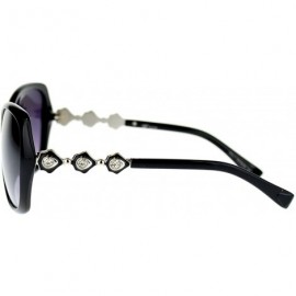 Oversized Large Rhinestone Jewel Temple Oversized Elegant Butterfly Sunglasses - Black - C111NSKXC65 $12.74