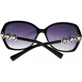 Oversized Large Rhinestone Jewel Temple Oversized Elegant Butterfly Sunglasses - Black - C111NSKXC65 $12.74